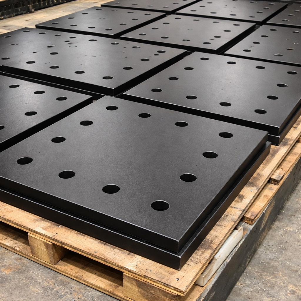 Steel base plate for structural column connections